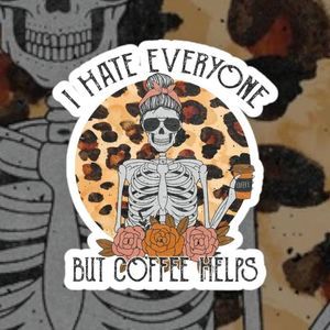 Skeleton I Hate Everyone Sticker Pack Of 3